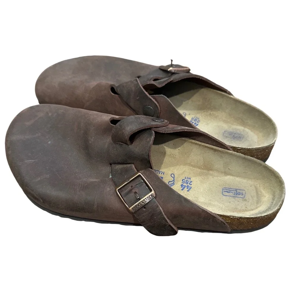 Birkenstock Brown Leather Slip-On Clogs